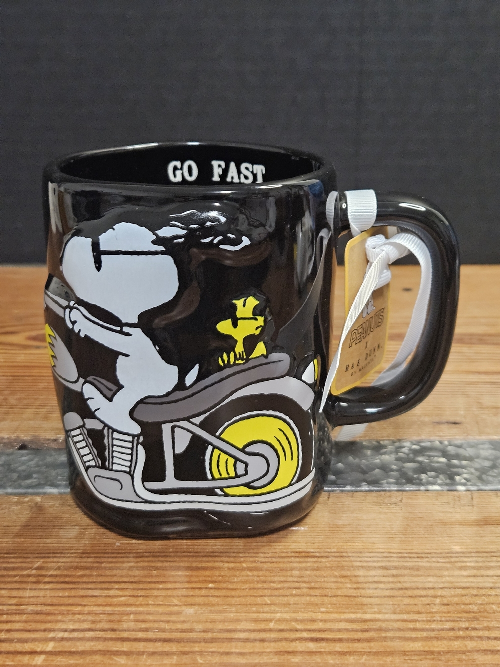 Rae Dunn & Peanuts Snoopy & Woodstock 'Go Fast' Black Ceramic Mug
